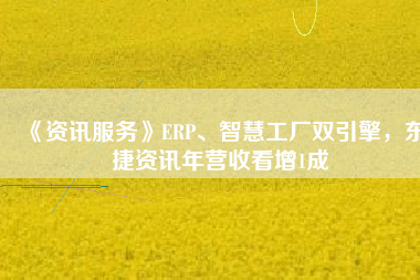 《資訊服務》ERP、智慧工廠雙引擎，東捷資訊年營收看增1成