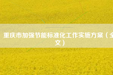 重慶市加強節能標準化工作實施方案(全文)