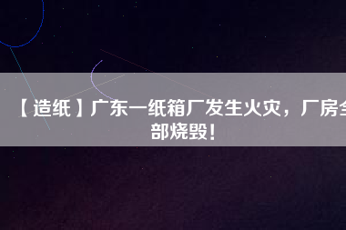 【造紙】廣東一紙箱廠發(fā)生火災(zāi),廠房全部燒毀!