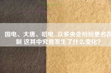 國電、大唐、哈電...眾多央企紛紛更名改制 這其中究竟發(fā)生了什么變化？