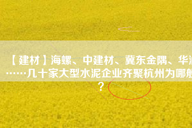 【建材】海螺、中建材、冀東金隅、華潤……幾十家大型水泥企業(yè)齊聚杭州為哪般?