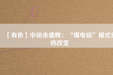 【有色】中鋁余德輝:“煤電鋁”模式亟待改變