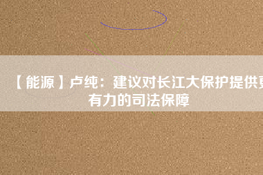 【能源】盧純:建議對長江大保護提供更有力的司法保障