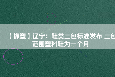 【橡塑】遼寧:鞋類三包標準發布 三包范圍塑料鞋為一個月