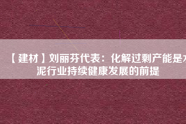 【建材】劉麗芬代表:化解過剩產能是水泥行業持續健康發展的前提