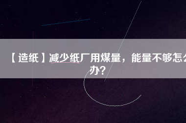 【造紙】減少紙廠用煤量,能量不夠怎么辦?
