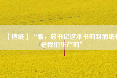 【造紙】“看,總書記這本書的封面紙板是我們生產(chǎn)的”
