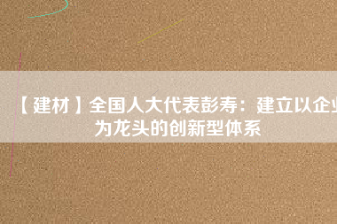 【建材】全國人大代表彭壽:建立以企業為龍頭的創新型體系