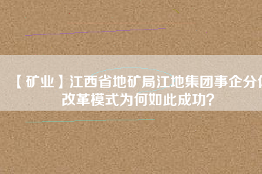 【礦業】江西省地礦局江地集團事企分體改革模式為何如此成功?