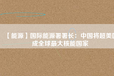【能源】國際能源署署長:中國將超美國成全球最大核能國家
