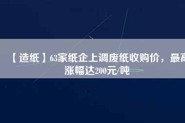 【造紙】63家紙企上調廢紙收購價,最高漲幅達200元/噸
