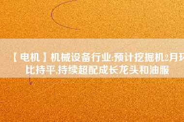 【電機】機械設備行業(yè):預計挖掘機2月環(huán)比持平,持續(xù)超配成長龍頭和油服