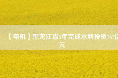 【電機】黑龍江省5年完成水利投資767億元
