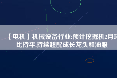 【電機】機械設備行業(yè):預計挖掘機2月環(huán)比持平,持續(xù)超配成長龍頭和油服
