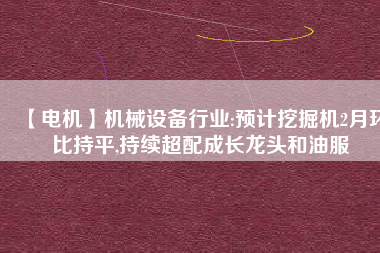 【電機】機械設備行業(yè):預計挖掘機2月環(huán)比持平,持續(xù)超配成長龍頭和油服