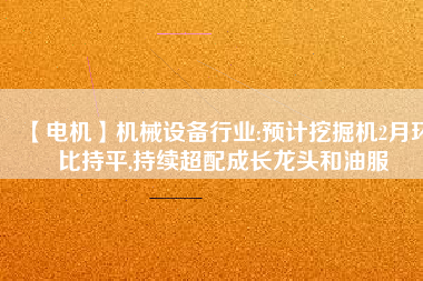 【電機】機械設備行業(yè):預計挖掘機2月環(huán)比持平,持續(xù)超配成長龍頭和油服