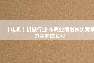 【電機】機械行業:布局業績增長快競爭力強的成長股