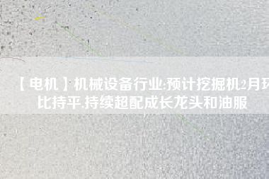 【電機】機械設備行業(yè):預計挖掘機2月環(huán)比持平,持續(xù)超配成長龍頭和油服