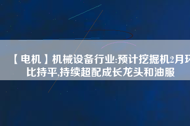 【電機】機械設備行業(yè):預計挖掘機2月環(huán)比持平,持續(xù)超配成長龍頭和油服