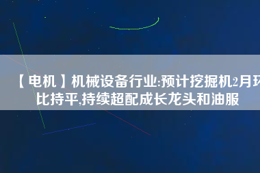 【電機】機械設備行業(yè):預計挖掘機2月環(huán)比持平,持續(xù)超配成長龍頭和油服