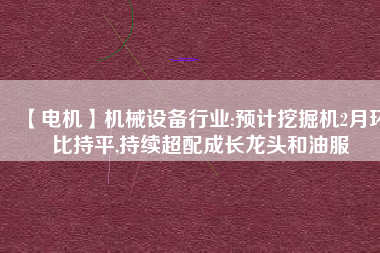 【電機】機械設備行業(yè):預計挖掘機2月環(huán)比持平,持續(xù)超配成長龍頭和油服