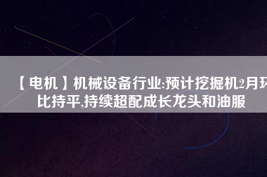 【電機】機械設備行業(yè):預計挖掘機2月環(huán)比持平,持續(xù)超配成長龍頭和油服