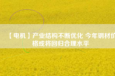 【電機】產業結構不斷優化 今年鋼材價格或將回歸合理水平