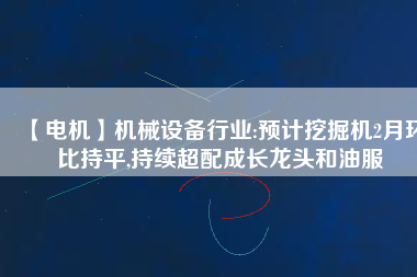 【電機】機械設備行業(yè):預計挖掘機2月環(huán)比持平,持續(xù)超配成長龍頭和油服