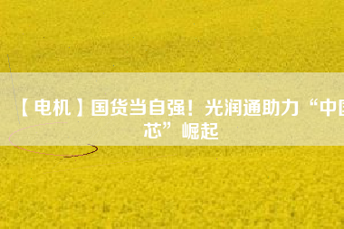 【電機】國貨當自強!光潤通助力“中國芯”崛起