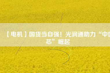 【電機】國貨當自強!光潤通助力“中國芯”崛起