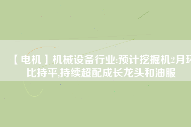 【電機】機械設備行業(yè):預計挖掘機2月環(huán)比持平,持續(xù)超配成長龍頭和油服