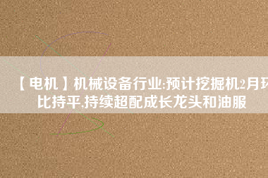 【電機】機械設備行業(yè):預計挖掘機2月環(huán)比持平,持續(xù)超配成長龍頭和油服