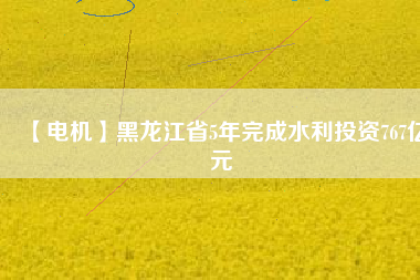 【電機】黑龍江省5年完成水利投資767億元