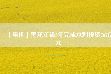 【電機】黑龍江省5年完成水利投資767億元