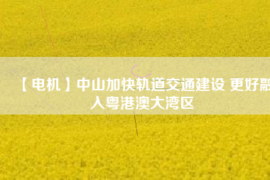 【電機】中山加快軌道交通建設 更好融入粵港澳大灣區