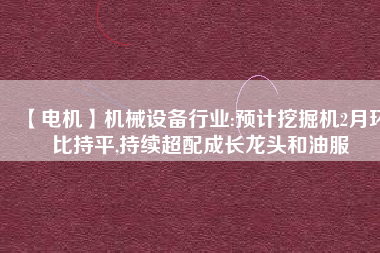 【電機】機械設備行業(yè):預計挖掘機2月環(huán)比持平,持續(xù)超配成長龍頭和油服