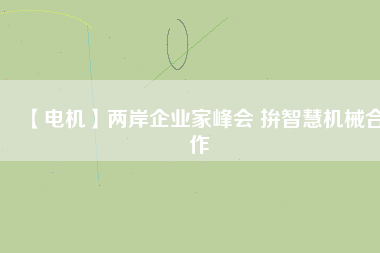 【電機(jī)】兩岸企業(yè)家峰會(huì) 拚智慧機(jī)械合作