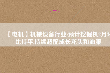 【電機】機械設備行業(yè):預計挖掘機2月環(huán)比持平,持續(xù)超配成長龍頭和油服