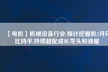 【電機】機械設備行業(yè):預計挖掘機2月環(huán)比持平,持續(xù)超配成長龍頭和油服
