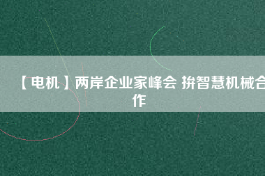 【電機(jī)】兩岸企業(yè)家峰會(huì) 拚智慧機(jī)械合作