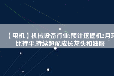 【電機】機械設備行業(yè):預計挖掘機2月環(huán)比持平,持續(xù)超配成長龍頭和油服