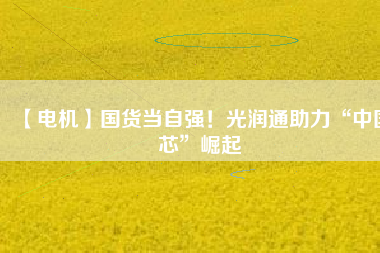 【電機】國貨當自強!光潤通助力“中國芯”崛起