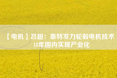 【電機】呂超:泰特發力輪轂電機技術 2018年國內實現產業化