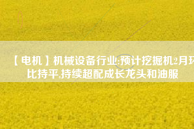 【電機】機械設備行業(yè):預計挖掘機2月環(huán)比持平,持續(xù)超配成長龍頭和油服