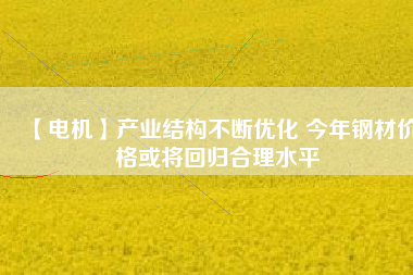 【電機】產業結構不斷優化 今年鋼材價格或將回歸合理水平