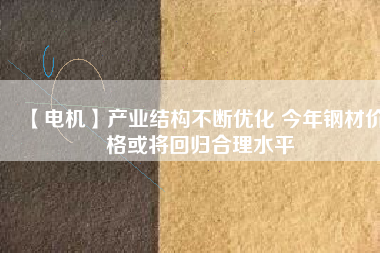 【電機】產業結構不斷優化 今年鋼材價格或將回歸合理水平