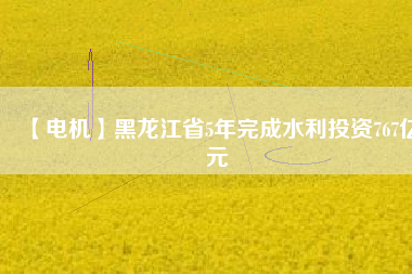 【電機】黑龍江省5年完成水利投資767億元